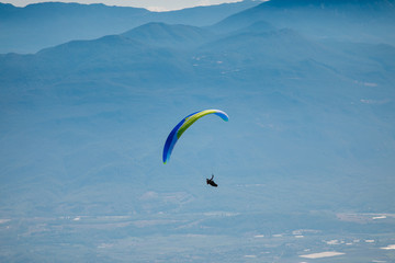 Paragliding. Feeling of freedom. Beautiful view. Extreme sport.