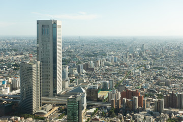 Aerial cityscape Tokyo city.