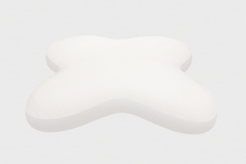 Orthopedic Pillow with a Memory Effect. Medical treatment pillow for sleep. Comfort Memory Pillow under the head with a recess under the shoulder isolated on white background. Sleeping Support Pillow