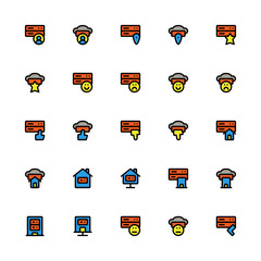 Set of Server Rating Like filled style icon - vector