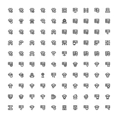 Set of 100 Server, Hosting, Website outline style icon - vector