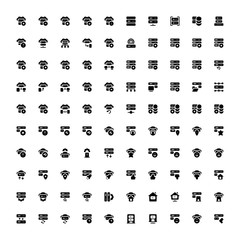 Set of 100 Server, Hosting, Website glyph style icon - vector