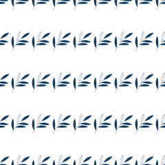 Obraz premium Seamless geometric pattern with leaves, blades of grass and twigs