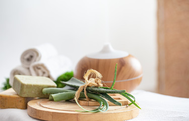 Spa composition with Aromatherapy and body care items.