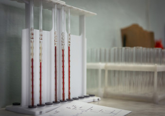 Laboratory tests for the presence of coronavirus COVID-19. Blood test in the hospital.