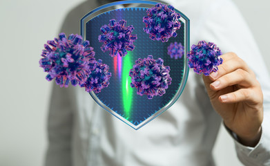 mikro digital epidemic corona virus nCoV , Novel Coronavirus 19-NCP. nCoV denoted is...