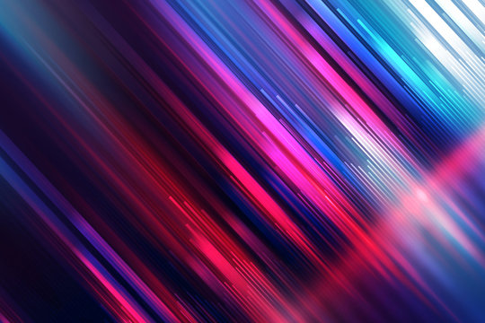 Fototapeta Dark abstract futuristic background. Neon glow, light lines, shapes. UV radiation. Empty Stage Background