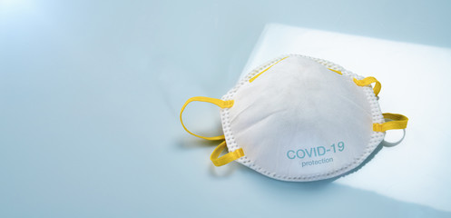 Anti virus protection mask ffp2 standart to prevent corona COVID-19 infection - obrazy, fototapety, plakaty