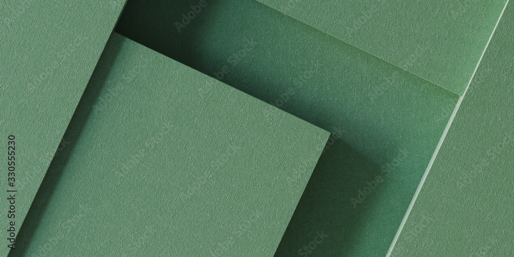 Aufkleber minimal background for branding and product presentation. green fabric geometric background. 3d rend