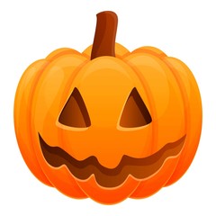 Autumn pumpkin icon. Cartoon of autumn pumpkin vector icon for web design isolated on white background