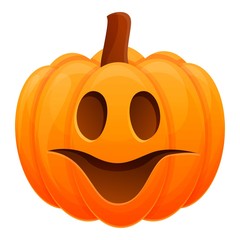 Fear smiling pumpkin icon. Cartoon of fear smiling pumpkin vector icon for web design isolated on white background