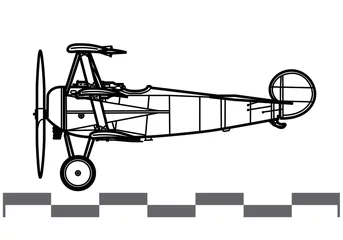 Foto op Canvas Fokker Dr.I Triplane Dreidecker. World War 1 combat aircraft. Side view. Image for illustration and infographics. © Alex