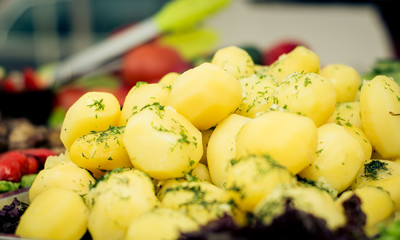 boiled potatoes with dill at the fair
