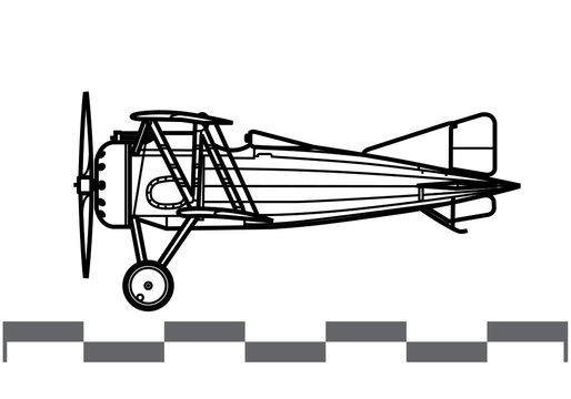 Morane-Saulnier AF. World War 1 combat aircraft. Side view. Image for illustration and infographics.