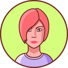 Female Avatar - Colored Line