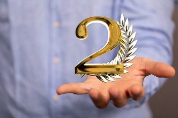 Second or two  Years award Digital number award Anniversary 3d.
