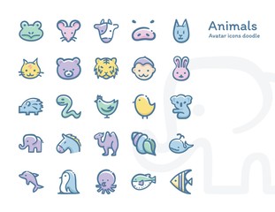 Animals Avatar vector icons doodle