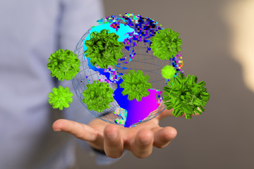 contagious coronavirus pandemic, dangerous virus outbreak 3d.