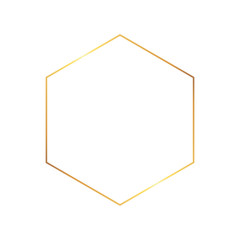 Golden thin style hexagon luxury frame on the white background. Perfect design for headline, logo and sale banner. Vector illustration