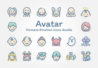 Avatar Humans Emotion icons doodle