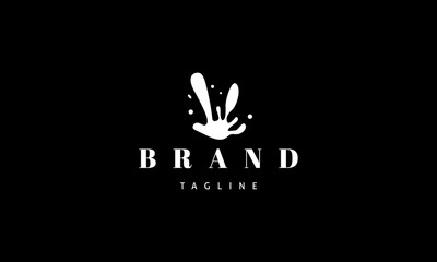 Vector logo on which an abstract image of splashing milk.