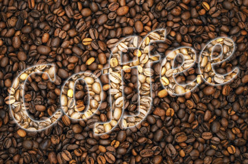 Coffee beans. Arabica Robusta. Black coffee.