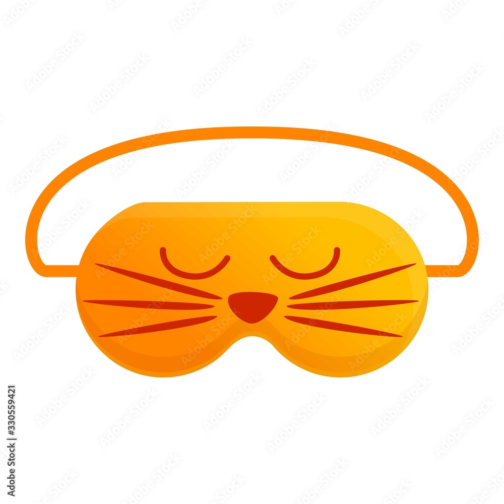 Poster cat face print sleeping mask icon. cartoon of cat face print sleeping mask vector icon for web desig