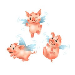 Little funny piglets, play and frolic