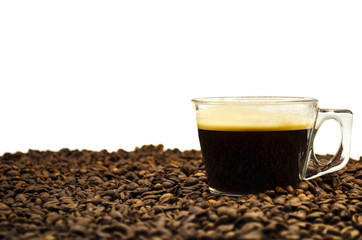 Coffee beans. Arabica Robusta. Black coffee.