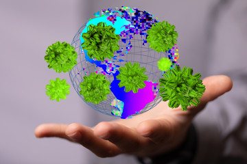 contagious coronavirus pandemic, dangerous virus outbreak 3d.