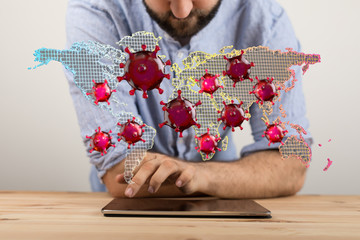 Covid-19 coronavirus, virus that causes acute respiratory infections and the common cold,...