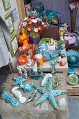 GDANSK, POLAND. Souvenirs from glazed ceramics are sold in a tent