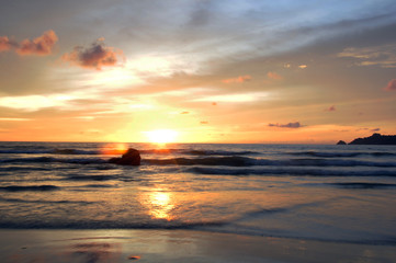 Fototapeta na wymiar Perfect sunset at Patong beach Thailand