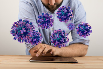 flu virus attack digital 3d  epidemic.