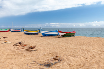 Fototapeta na wymiar fishing boats on the coastline of the sea
