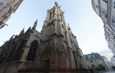 Fototapeta na wymiar facade of medieval Church of Saint-Severin in Paris