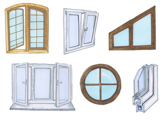 Set of different types of windows.