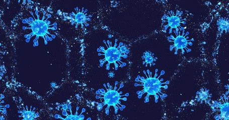 Coronavirus cells COVID-19 Infectious disease. Fast transmission of disease. High concentration of coronavirus. 3D rendering 3D illustration