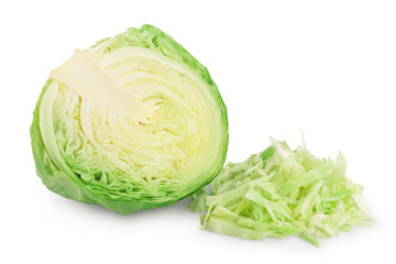Green cabbage isolated on white background with clipping path and full depth of field.