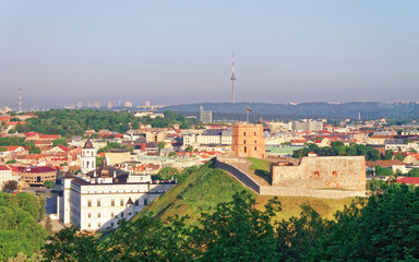 Fototapeta premium Gediminas Tower and Lower Castle in Vilnius in Lithuania