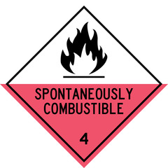 Spontaneous combustibles sign. Dangerous goods placards class 4. Perfect for transport vehicles, backgrounds, backdrop, sticker, label, sign, symbol and wallpapers.