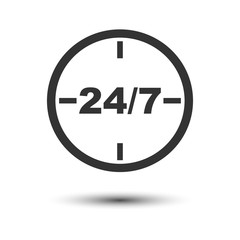 24 hours icon isolated on white background. Vector illustration.