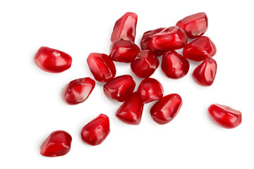 Heap of fresh pomegranate seeds isolated on white background with clipping path and full depth of...
