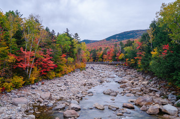 Beautiful fall colors seen from Kancamagus hwy in New Hampshire USA