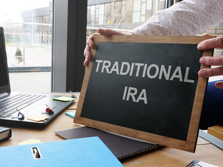 Text sign showing hand written words traditional ira