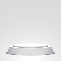 White podium. Pedestal. Vector illustration.
