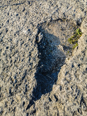 Natural monument of fossil dinosaur footprints in Serra D 'Aire in Pedreira do Galinha, in...