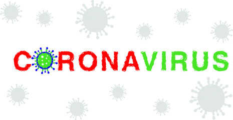 Coronavirus virus 2020 icon. The inscription coronavirus. Coronavirus bacteria background with default text box. I am green and the blue inscription. Vector. The background