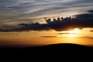 Fototapeta na wymiar Sunset seen from the Kippure Mountain, Wicklow, Ireland