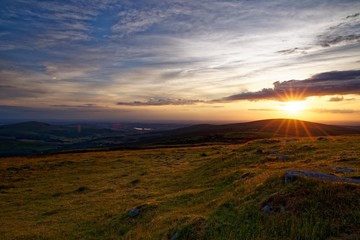 Naklejka na ściany i meble Sunset seen from the Kippure Mountain, Wicklow, Ireland
